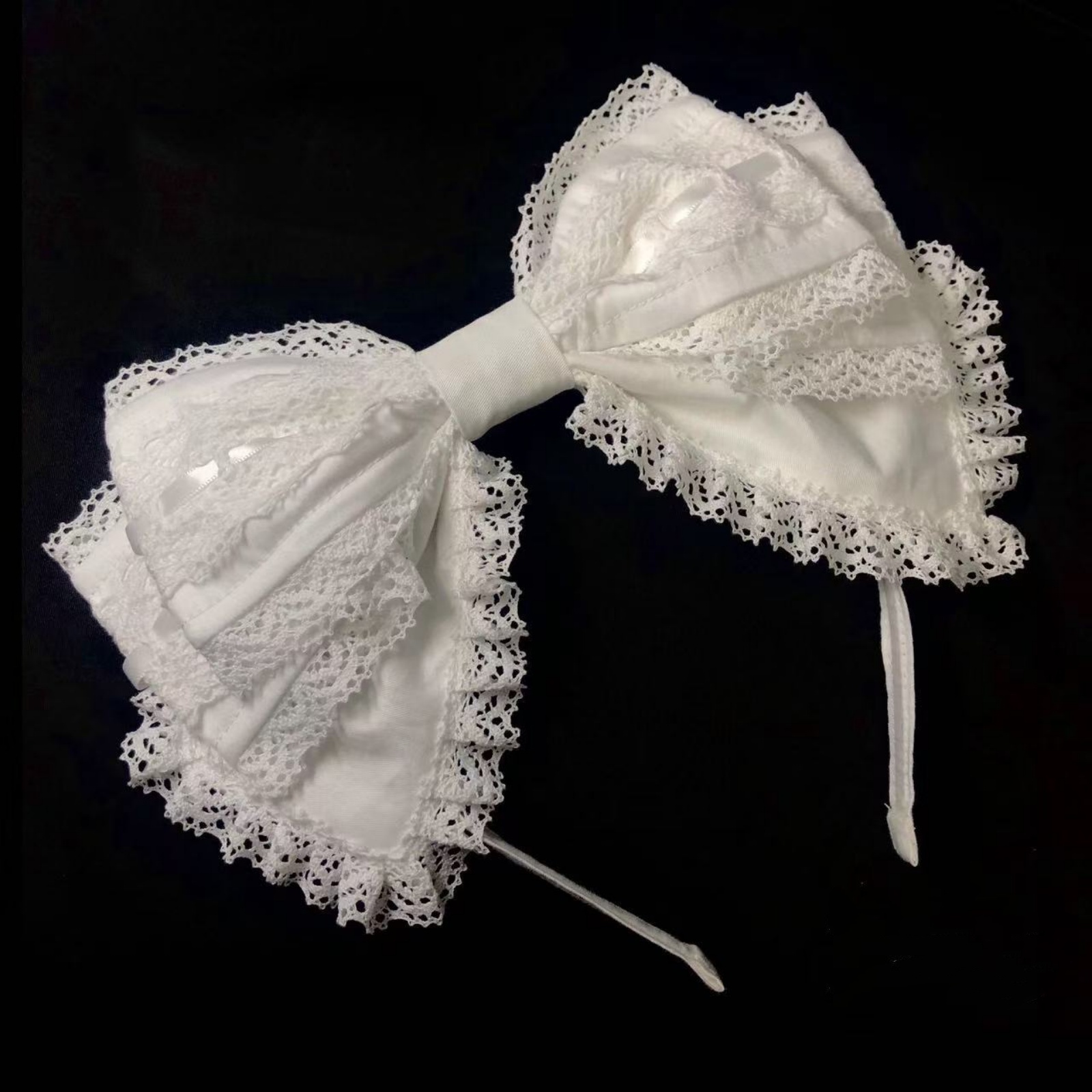 Women Accessories Photos - 1Pc White Bow Lace Headband, Sweet