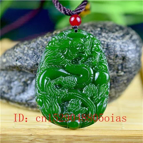 Women Accessories Jewelry - Natural Green Chinese Jade Dragon Pendant