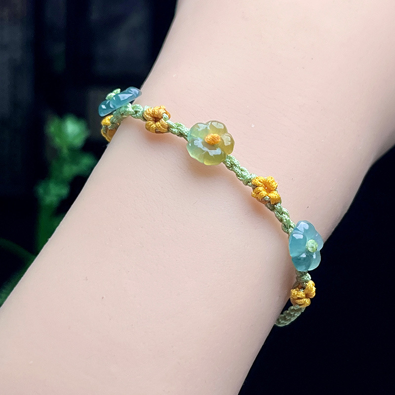 Women Accessories Bracelet - Myanmar Jadeite Flower Bracelet Real Jewelry
