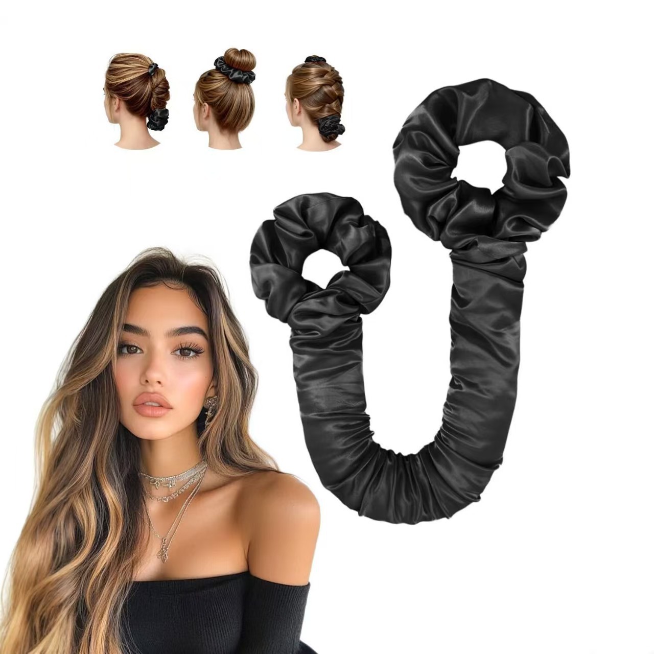 Scrunchie Satin Set - Heatless Hair Curler Set Satin Non