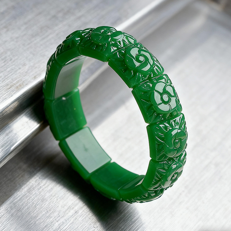 Women Accessories Bracelet - Real Jade Flower Bracelet Bangle Designer