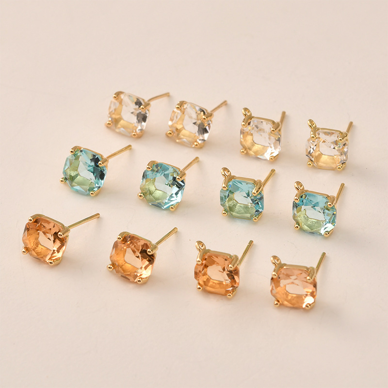 Women Accessories Gift Set - 10pair Colors Faceted Square Glass Earrings