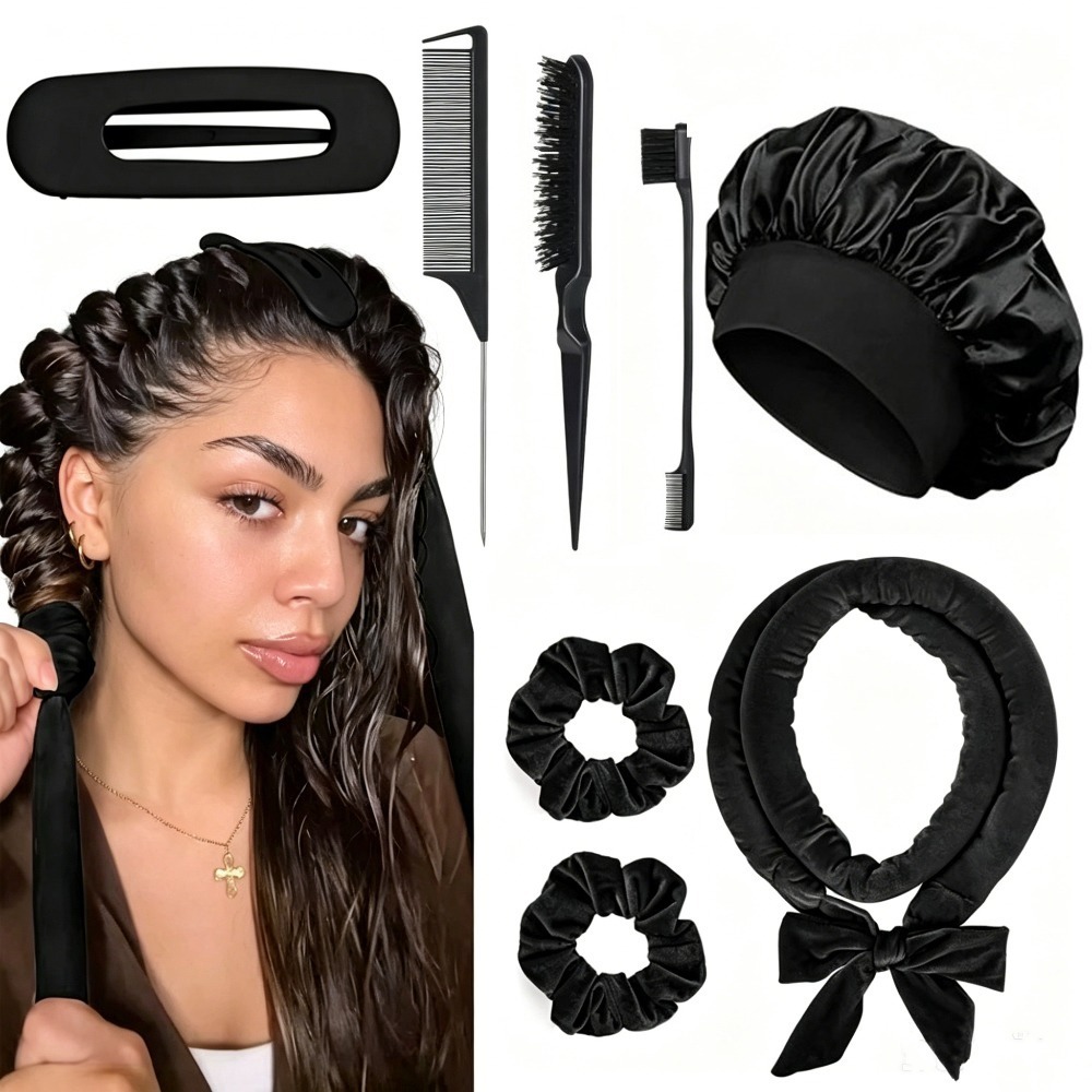 Scrunchie Satin Set - 8/5/4Pcs Heatless Hair Curler Set Satin