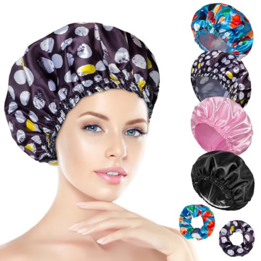Shower Cap for Women Set of 4, - огляд і ціна Scrunchie Satin Set