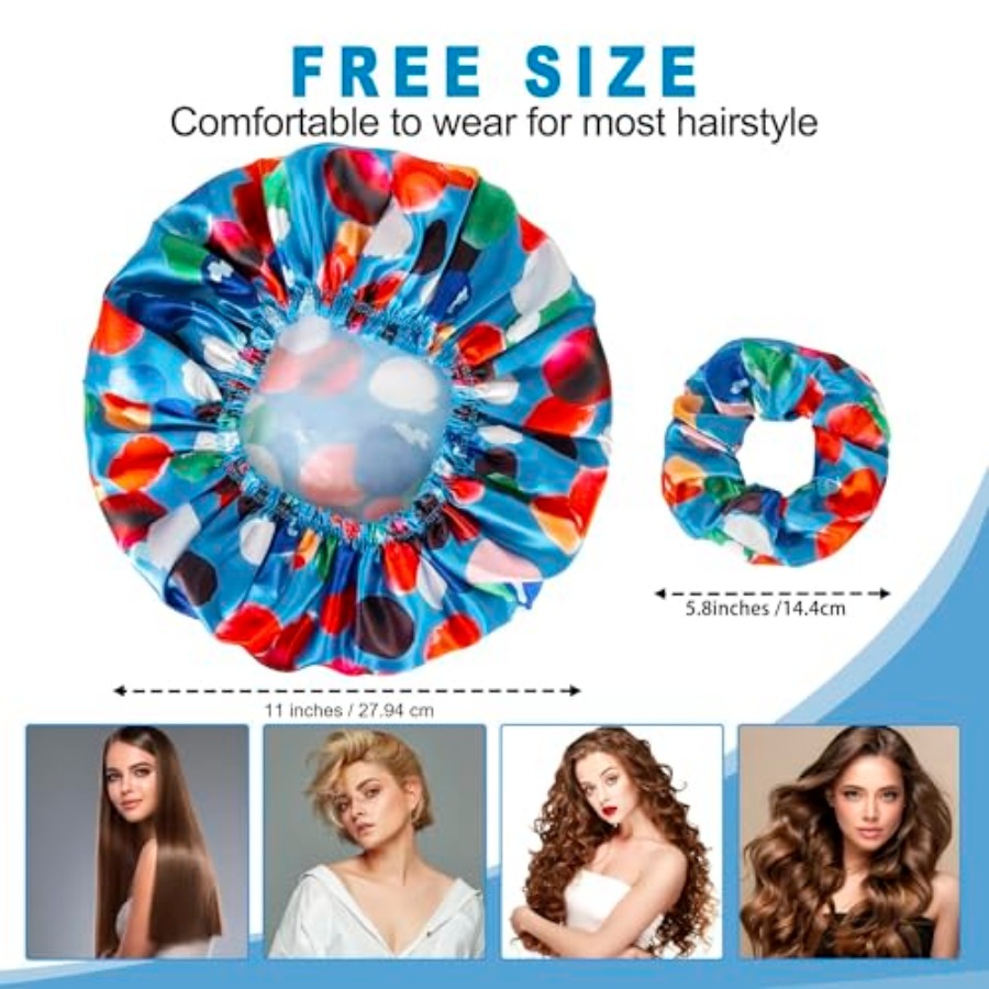 Shower Cap for Women Set of 4, - огляд і ціна Scrunchie Satin Set