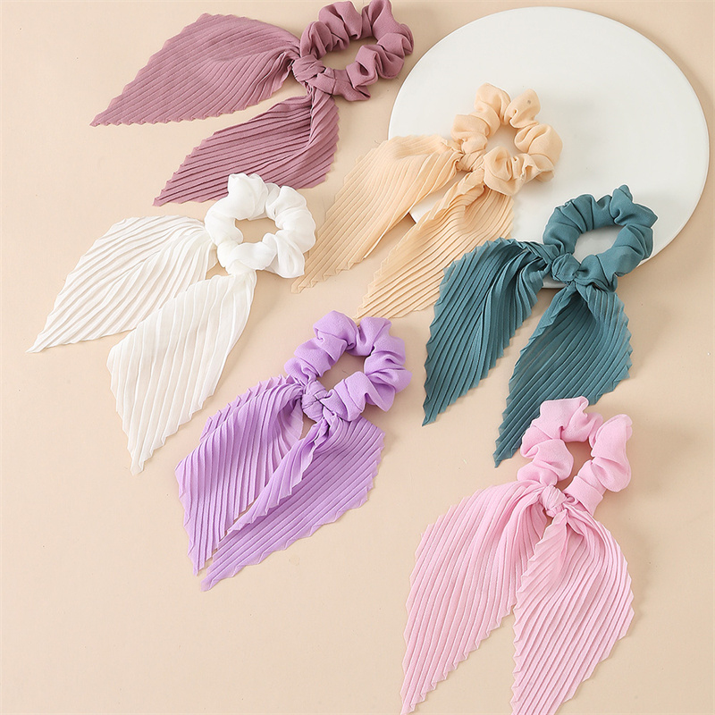 6Pcs/set Pleated Ribbon Scrunc - огляд і ціна Scrunchie Satin Set