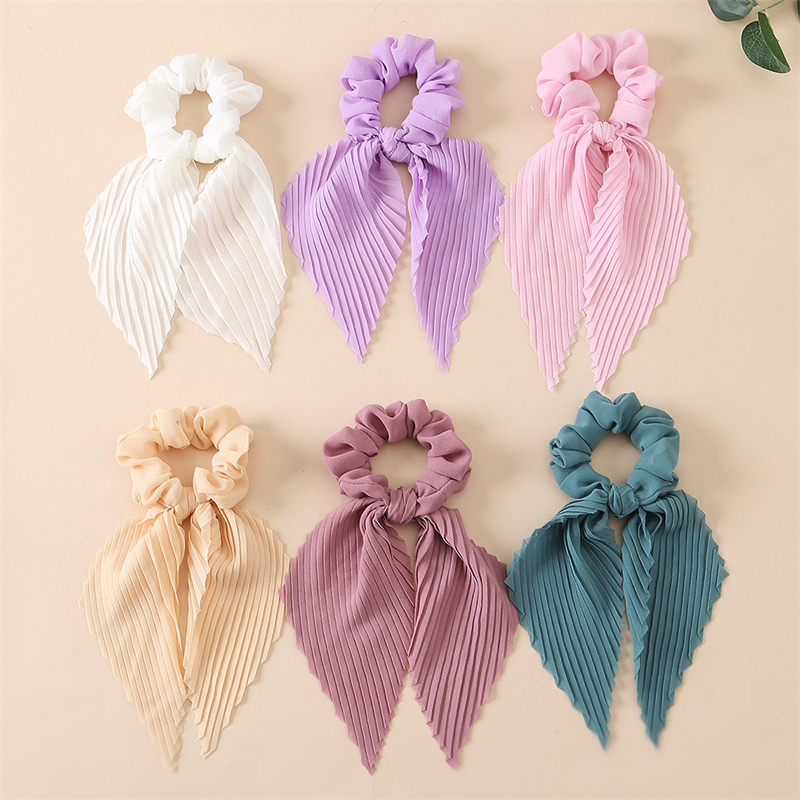 6Pcs/set Pleated Ribbon Scrunc - огляд і ціна Scrunchie Satin Set