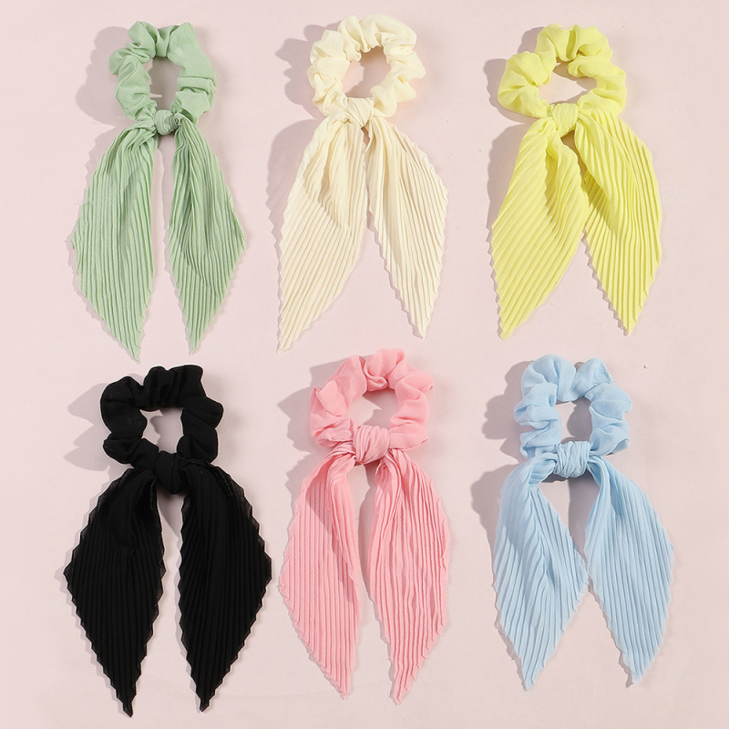 6Pcs/set Pleated Ribbon Scrunc - огляд і ціна Scrunchie Satin Set