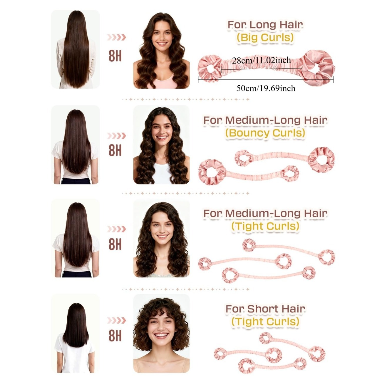 Heatless Hair Curler Set Satin - огляд і ціна Scrunchie Satin Set