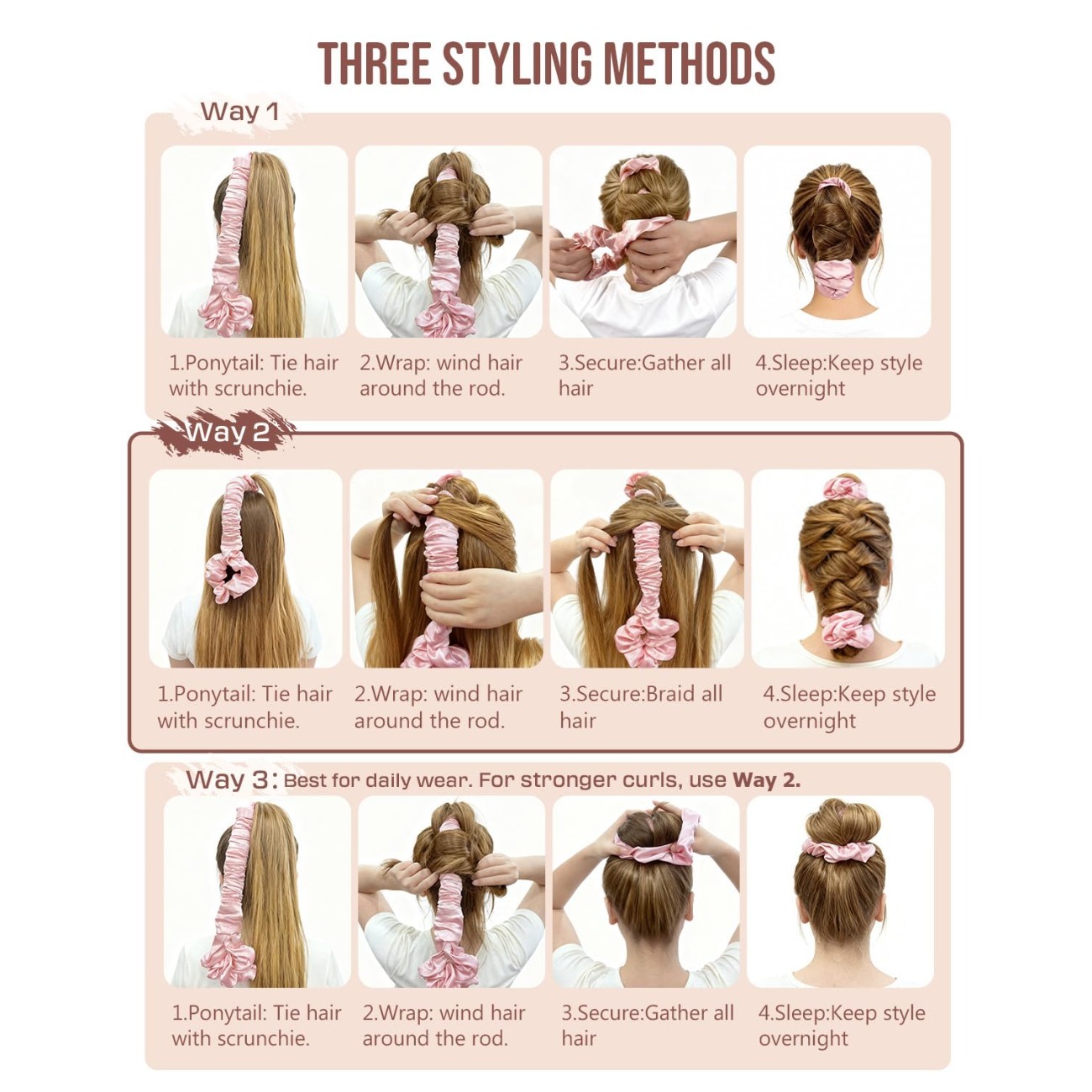 Heatless Hair Curler Set Satin - огляд і ціна Scrunchie Satin Set