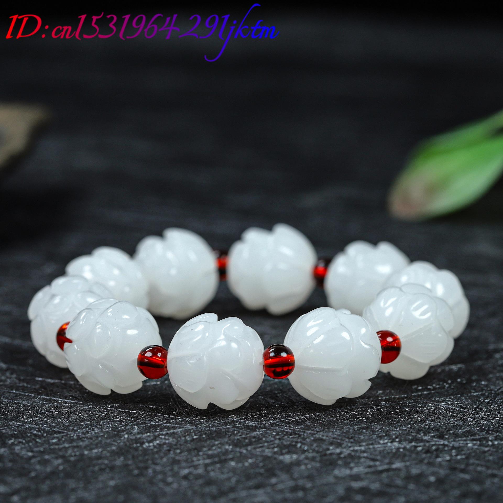 White Real Jade Lotus Bracelet - огляд і ціна Women Accessories Bracelet