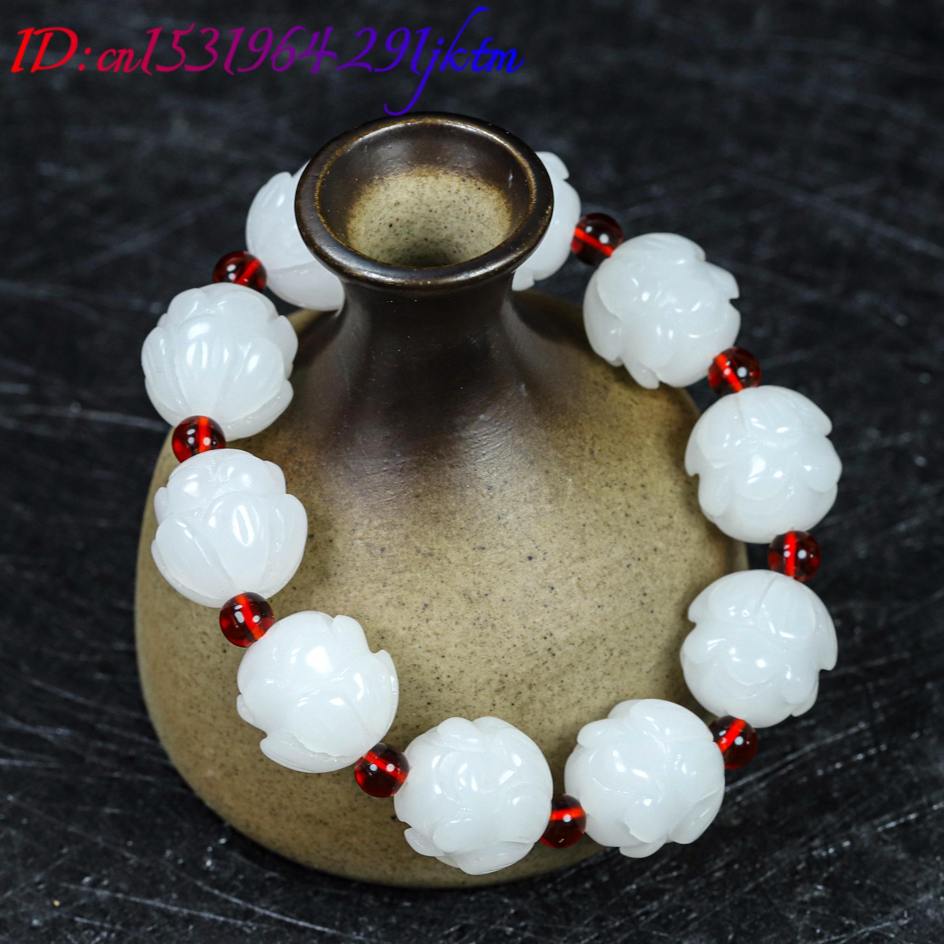 White Real Jade Lotus Bracelet - огляд і ціна Women Accessories Bracelet