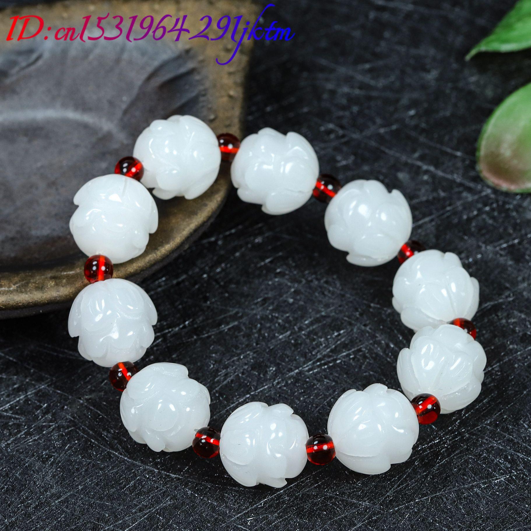 White Real Jade Lotus Bracelet - огляд і ціна Women Accessories Bracelet