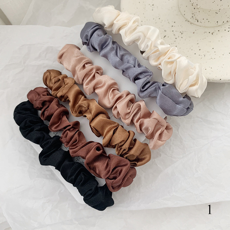 1 Set Satin Silk Solid Color S - огляд і ціна Scrunchie Satin Set