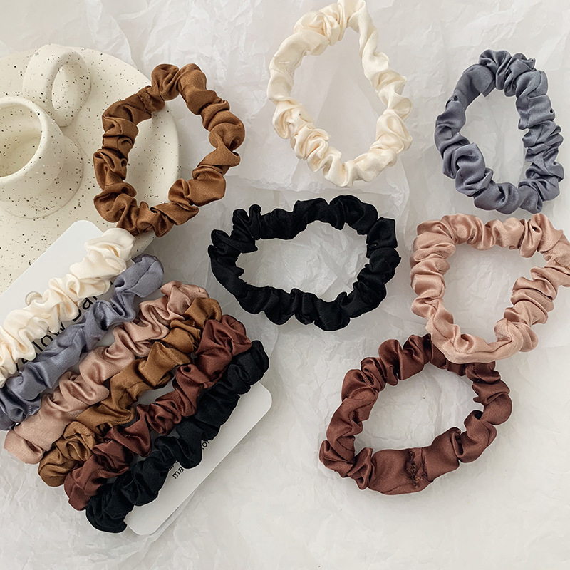 1 Set Satin Silk Solid Color S - огляд і ціна Scrunchie Satin Set