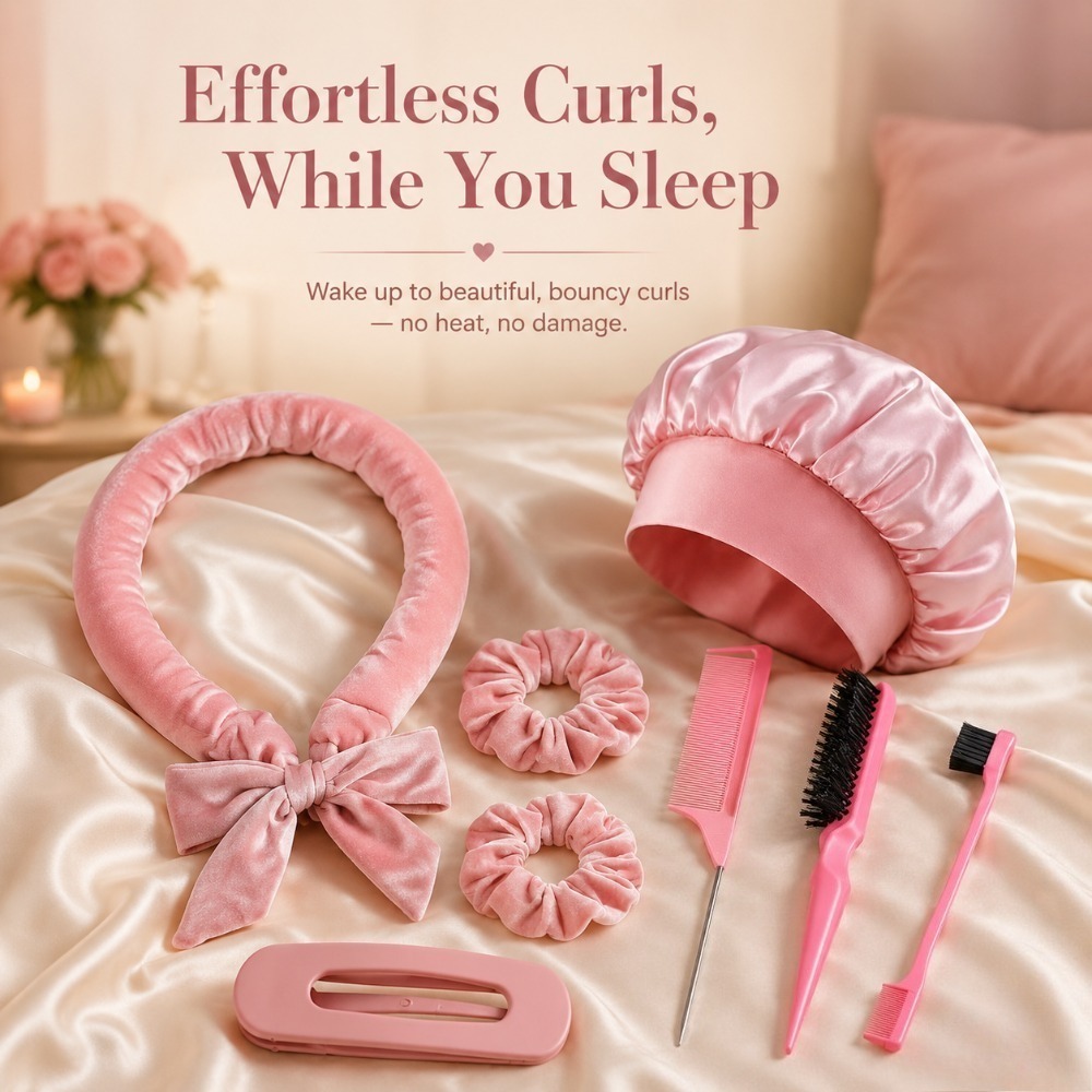 8/5/4Pcs Heatless Hair Curler  - огляд і ціна Scrunchie Satin Set