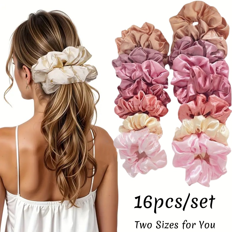 16pcs Soft Satin Scrunchies El - огляд і ціна Scrunchie Satin Set