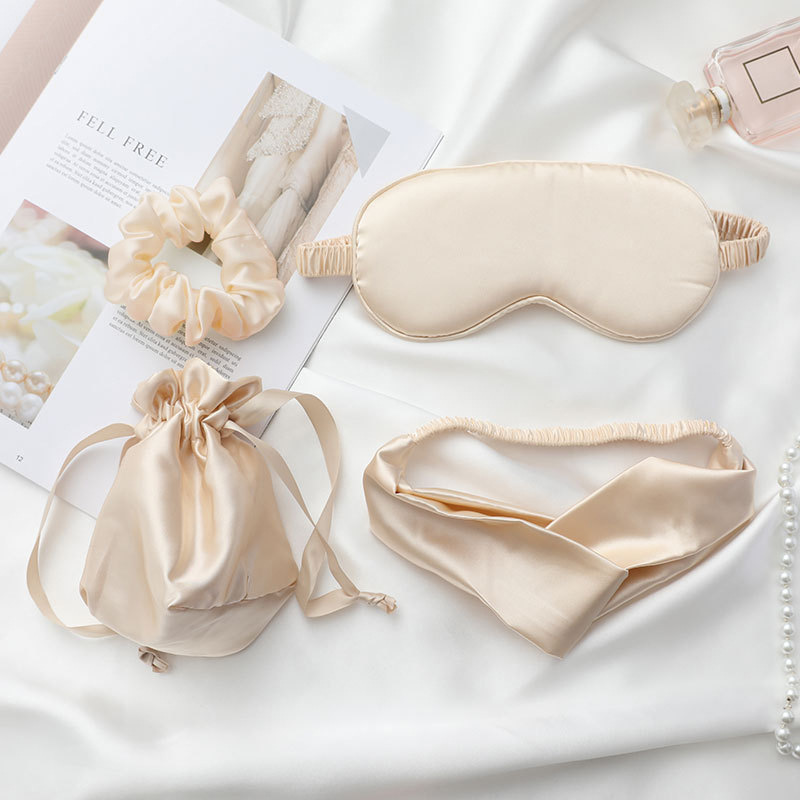 4Pcs Silk Eye Mask Hair Band S - огляд і ціна Scrunchie Satin Set